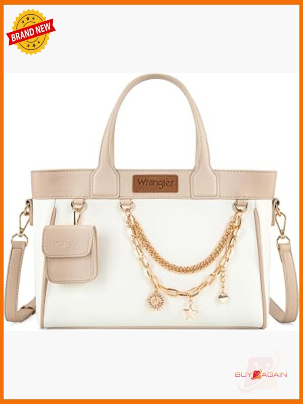 Medium Tote Bag Purse with Charm and Detachable Mini Pouch